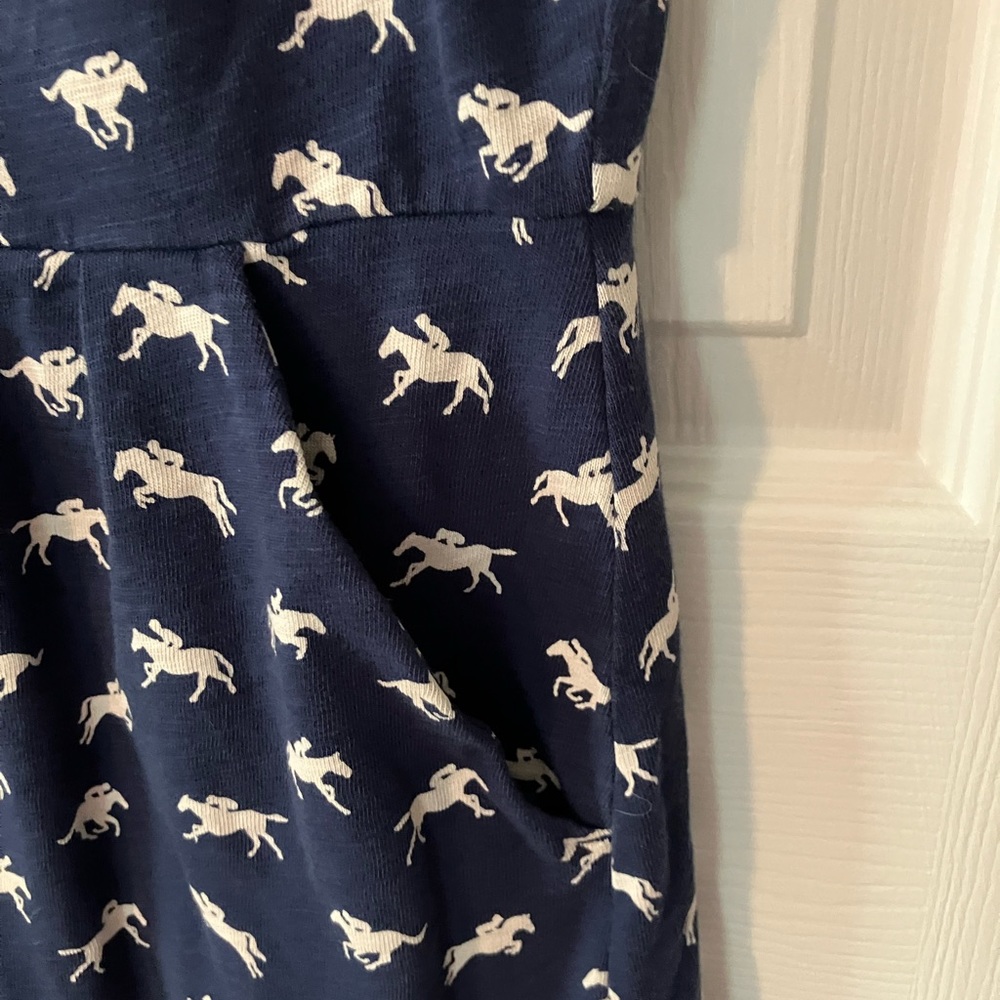 Boden Phoebe Jersey Navy 100% Cotton Casual Dress Equestrian Print Sz 10P - Picture 8 of 9